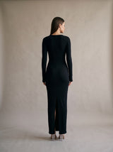 Margaux Asymmetric Maxi Dress – Black – Back