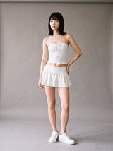 Mia Bandeau Skirt Set – White – Front