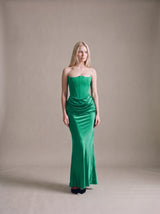 Sofia Bandeau Maxi Dress – Green – Front