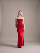Sofia Bandeau Maxi Dress – Red – Front