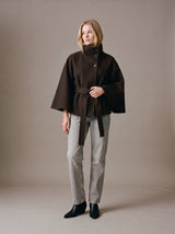 Astrid Cape Coat – Brown – Front