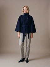 Astrid Cape Coat – Navy Blue – Front