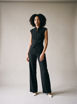 Vivienne Belted Jumpsuit – Black – Front