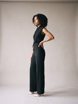 Vivienne Belted Jumpsuit – Black – Side