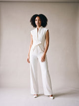 Vivienne Belted Jumpsuit – White – Front