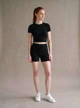 Remi Crop Tee Set – Black – Front