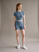 Remi Crop Tee Set – Gray Blue – Front