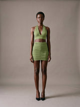 Camille Halter Skirt Set – Pea Green – Front