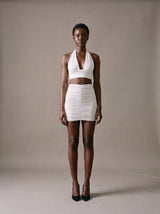 Camille Halter Skirt Set – White – Front