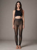Ines sheer fleece-lined tights in sheer skin