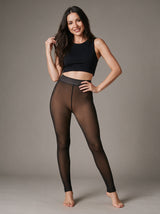 Ines sheer fleece-lined tights in light coffee