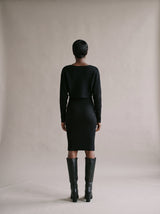 Freya Rib Knit Set – Black – Back