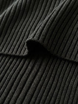 Freya Rib Knit Set – Black – Fabric