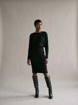 Freya Rib Knit Set – Black – Front