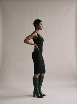 Freya Rib Knit Set – Black – Side