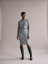 Freya Rib Knit Set – Gray – Front