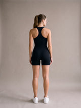 Jade Rib Romper – Black – Back