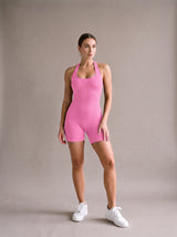 Jade Rib Romper – Rose Red – Front