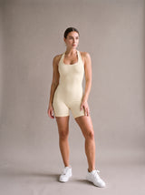 Jade Rib Romper – White – Front