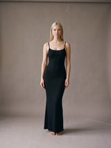 Amara Sculpt Maxi Dress – Black – Front