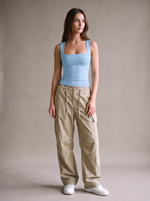 Nina Square-Neck Tank – Sky Blue – Front