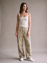 Nina Square-Neck Tank – White – Front