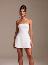 Coco Strapless Mini Dress – White set – Front