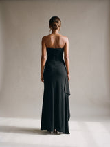Valentina Slit Maxi Dress – Black – Back
