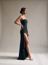 Valentina Slit Maxi Dress – Black – Side