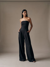 Selene Strapless Jumpsuit – Black – Front
