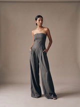 Selene Strapless Jumpsuit – Grey – Front