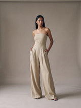 Selene Strapless Jumpsuit – Khaki – Front