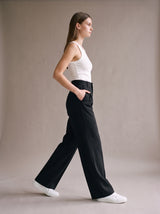Elise Wide-Leg Trousers – Black – Side