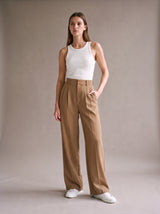 Elise Wide-Leg Trousers – Bronze – Front