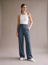 Elise Wide-Leg Trousers – Slabstone Gray – Front