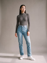 Mila Zip Bodysuit – Grey – Front